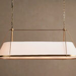 GV Shelton Brass Chandelier Linear Light with Linen Shade