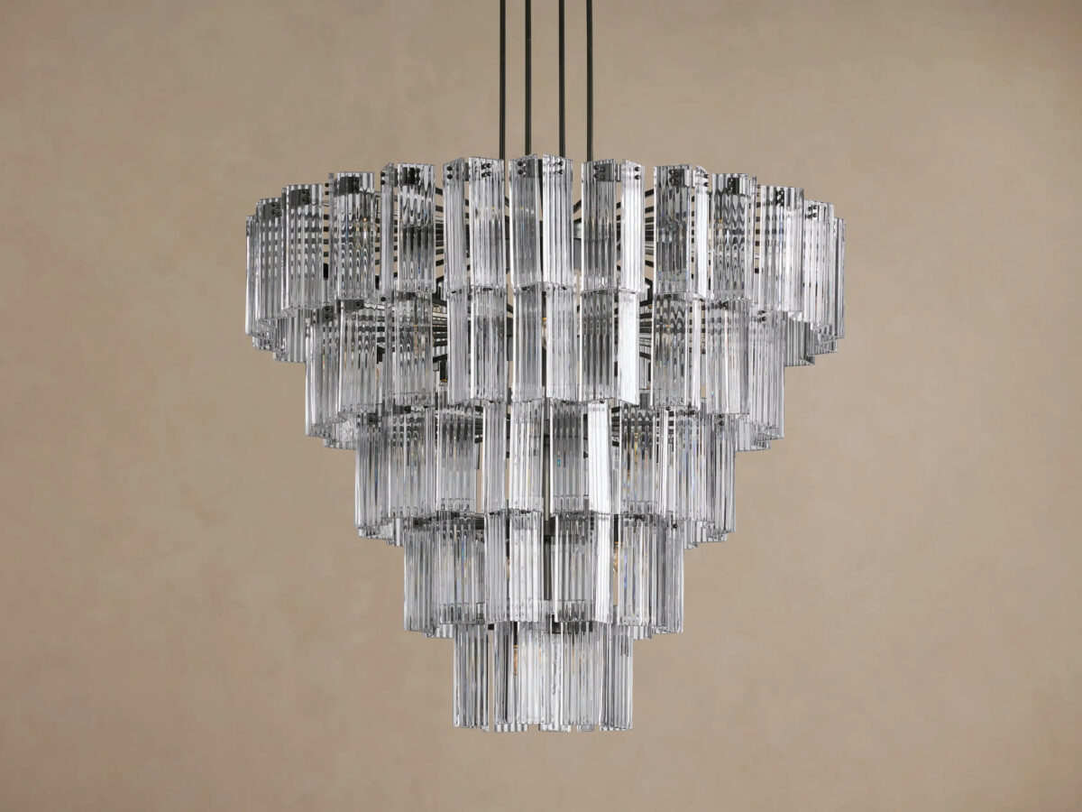 GV Glass Chandelier in Bronze with Clear Fluted Glass - Image 6