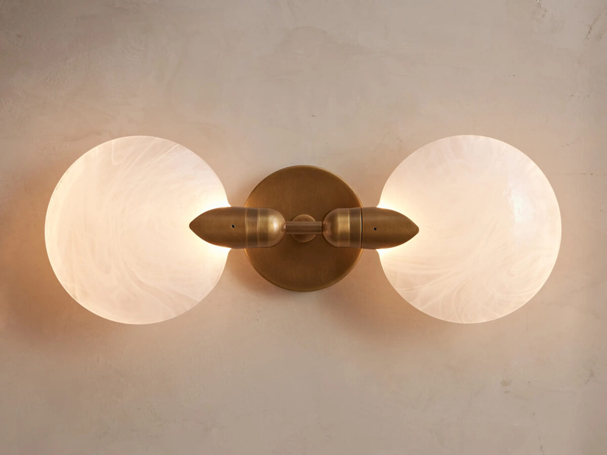 GV Lyla Glass Brass Sconce Double Wall Light - Image 3
