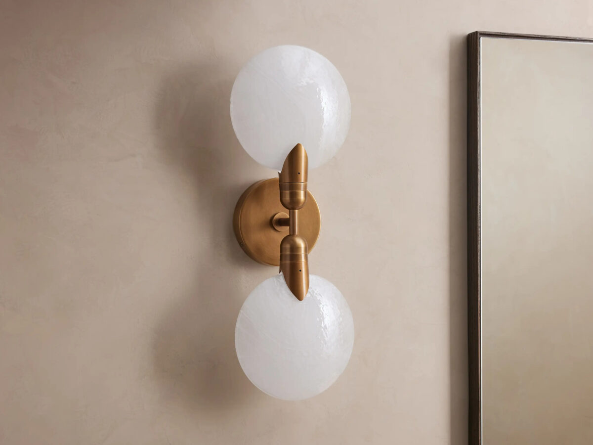 GV Lyla Glass Brass Sconce Double Wall Light - Image 2
