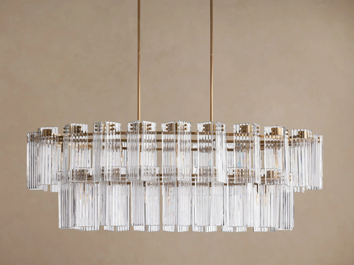 GV Glass Chandelier Oval Tiered 63 Inch - Image 2