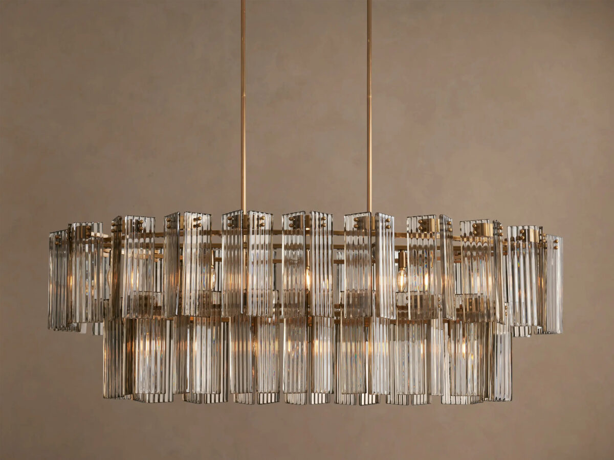 GV Glass Chandelier Oval Tiered 63 Inch - Image 9
