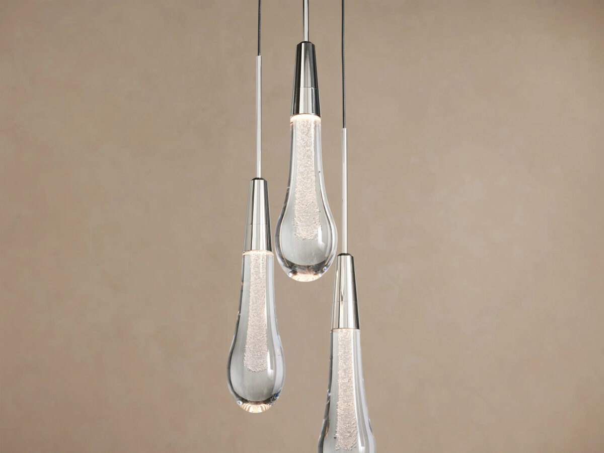 GV Soltaire Nickel LED Pendant with Seeded Glass - Image 3