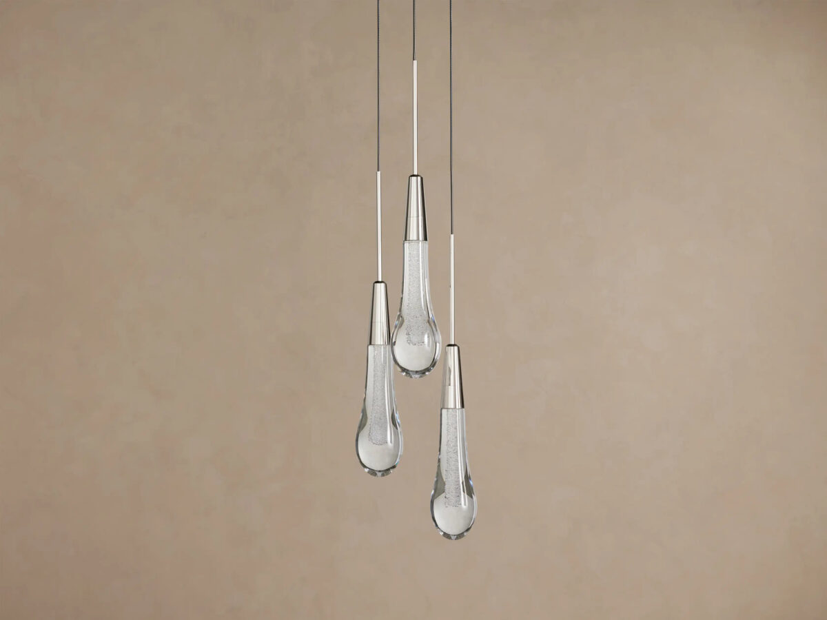 GV Soltaire Nickel LED Pendant with Seeded Glass - Image 2