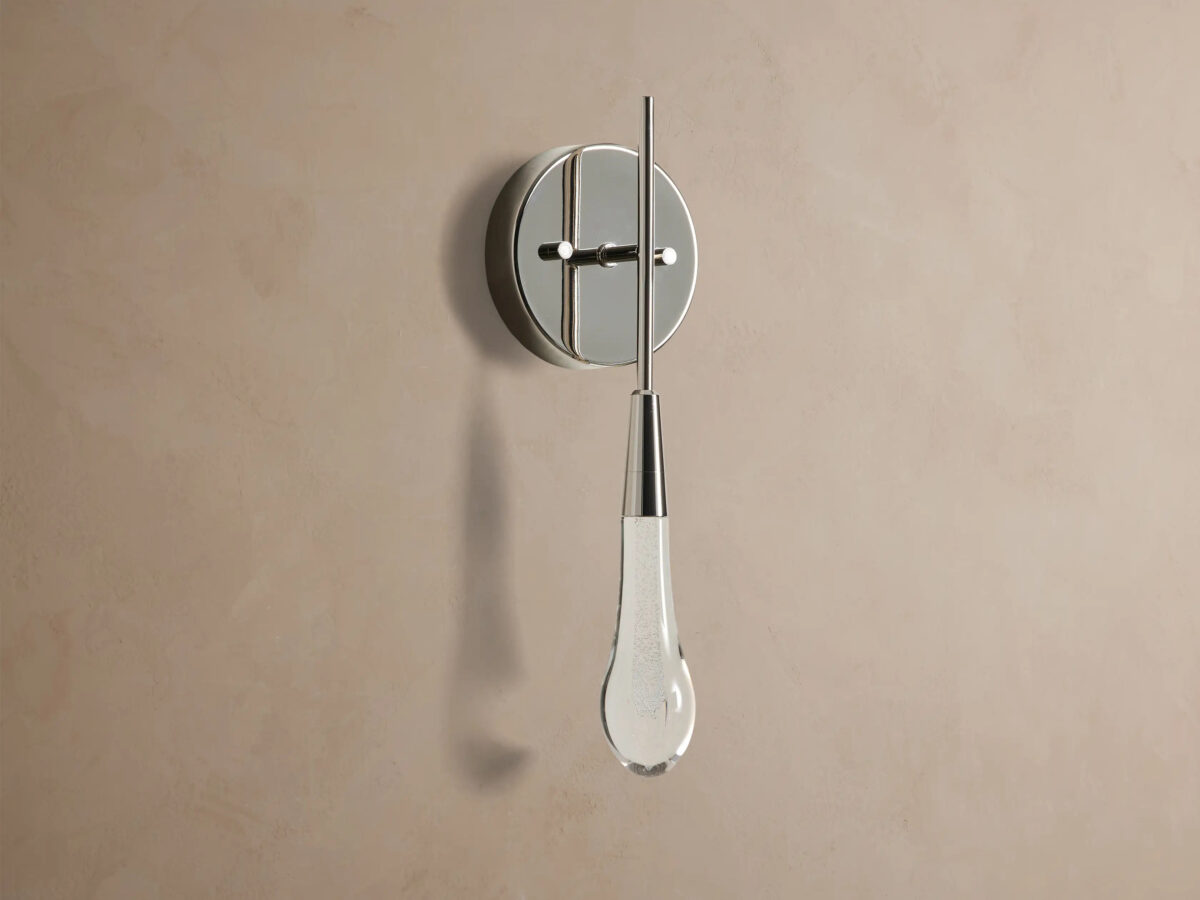 GV Soltaire Modern Nickel Sconce with Seeded Glass - Image 2