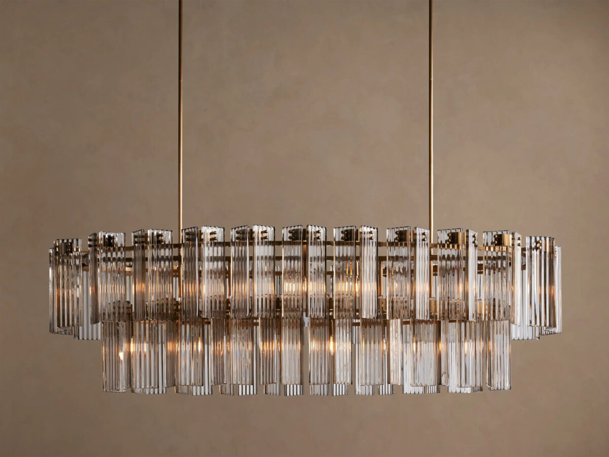 GV Glass Chandelier Oval Tiered 63 Inch - Image 13
