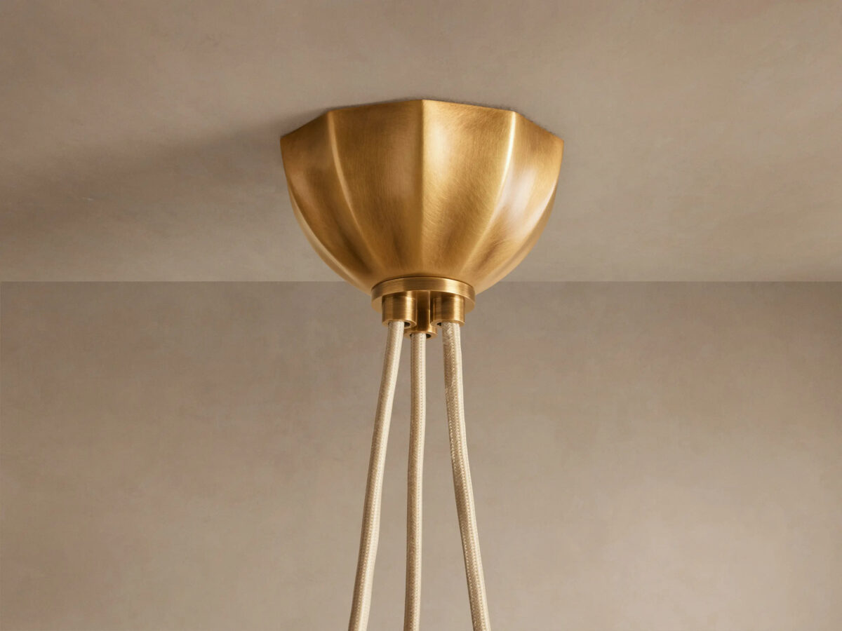 GV Brass Chandelier with Cream Glass Globes - Image 4