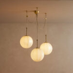 GV Brass Chandelier with Cream Glass Globes