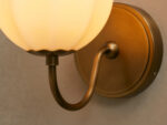 GV Brass Wall Sconce with Gooseneck Cream Glass Shade - Image 3