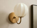GV Brass Wall Sconce with Gooseneck Cream Glass Shade - Image 2