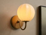 GV Brass Wall Sconce with Gooseneck Cream Glass Shade