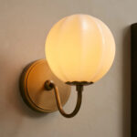 GV Brass Wall Sconce with Gooseneck Cream Glass Shade