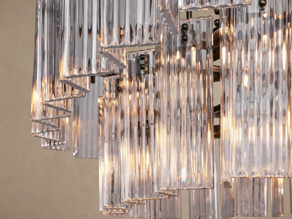 GV Tiered Glass Light 72 Inch Oval Bronze Chandelier - Image 3