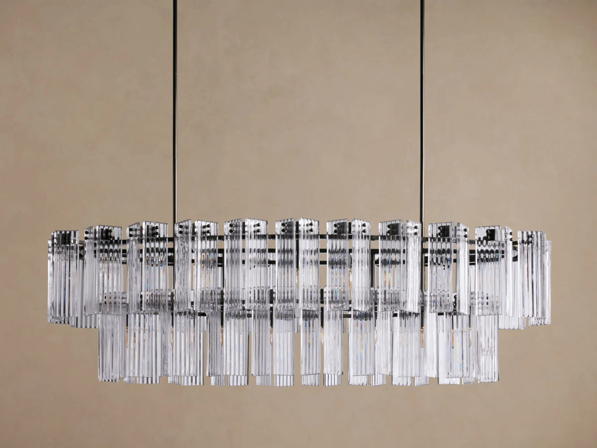 GV Tiered Glass Light 72 Inch Oval Bronze Chandelier - Image 2