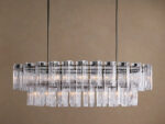GV Tiered Glass Light 72 Inch Oval Bronze Chandelier