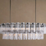 GV Tiered Glass Light 72 Inch Oval Bronze Chandelier