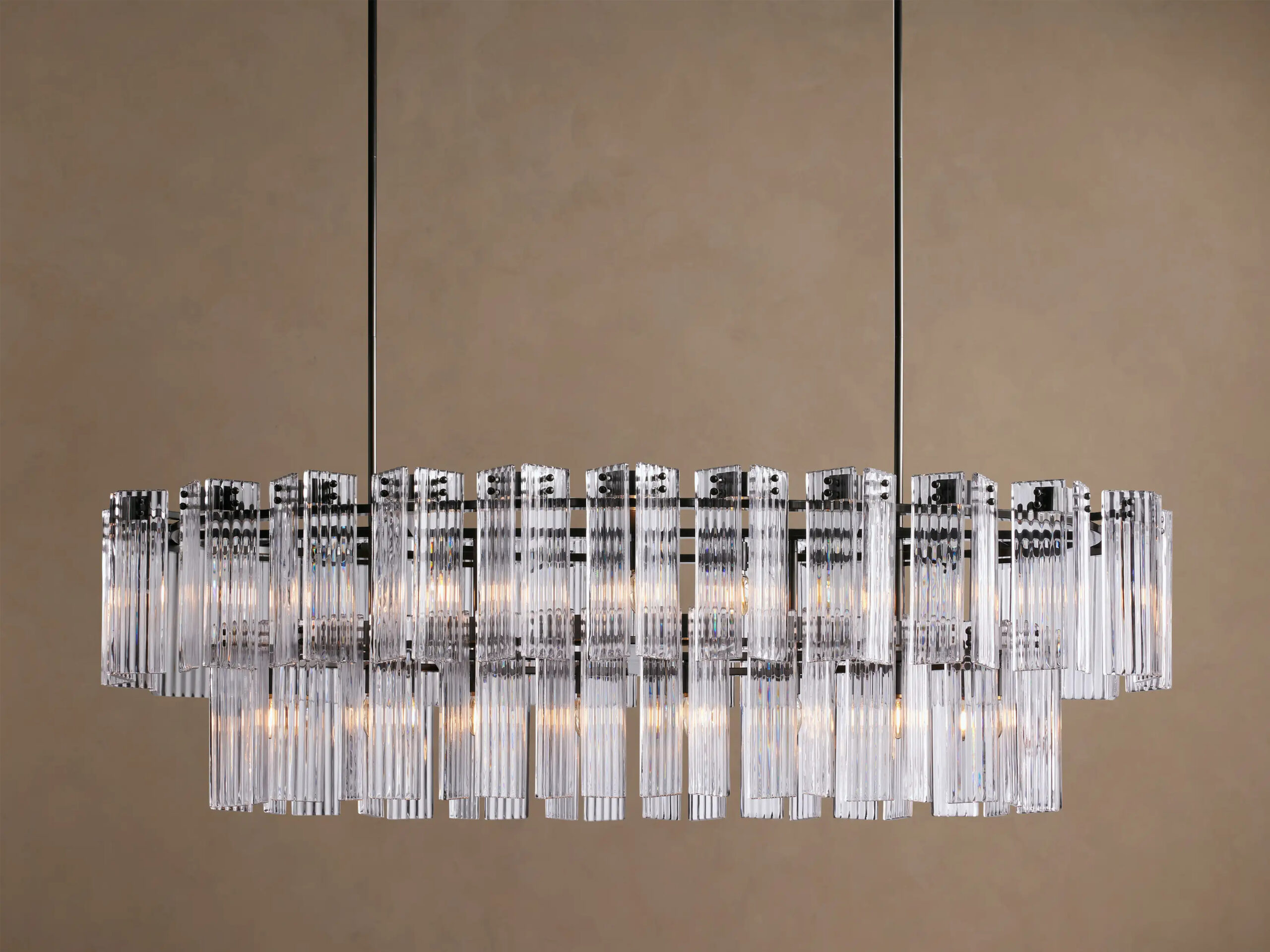 6610031H22KT_BKL260118 GV Tiered Glass Light 72 Inch Oval Bronze Chandelier - Image 1