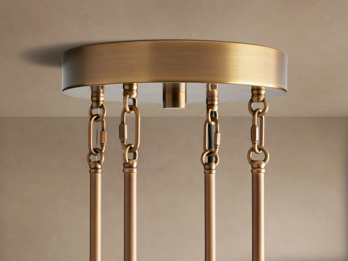 GV Delsie Glass Chandelier Smoke Brass 48 Inch - Image 4