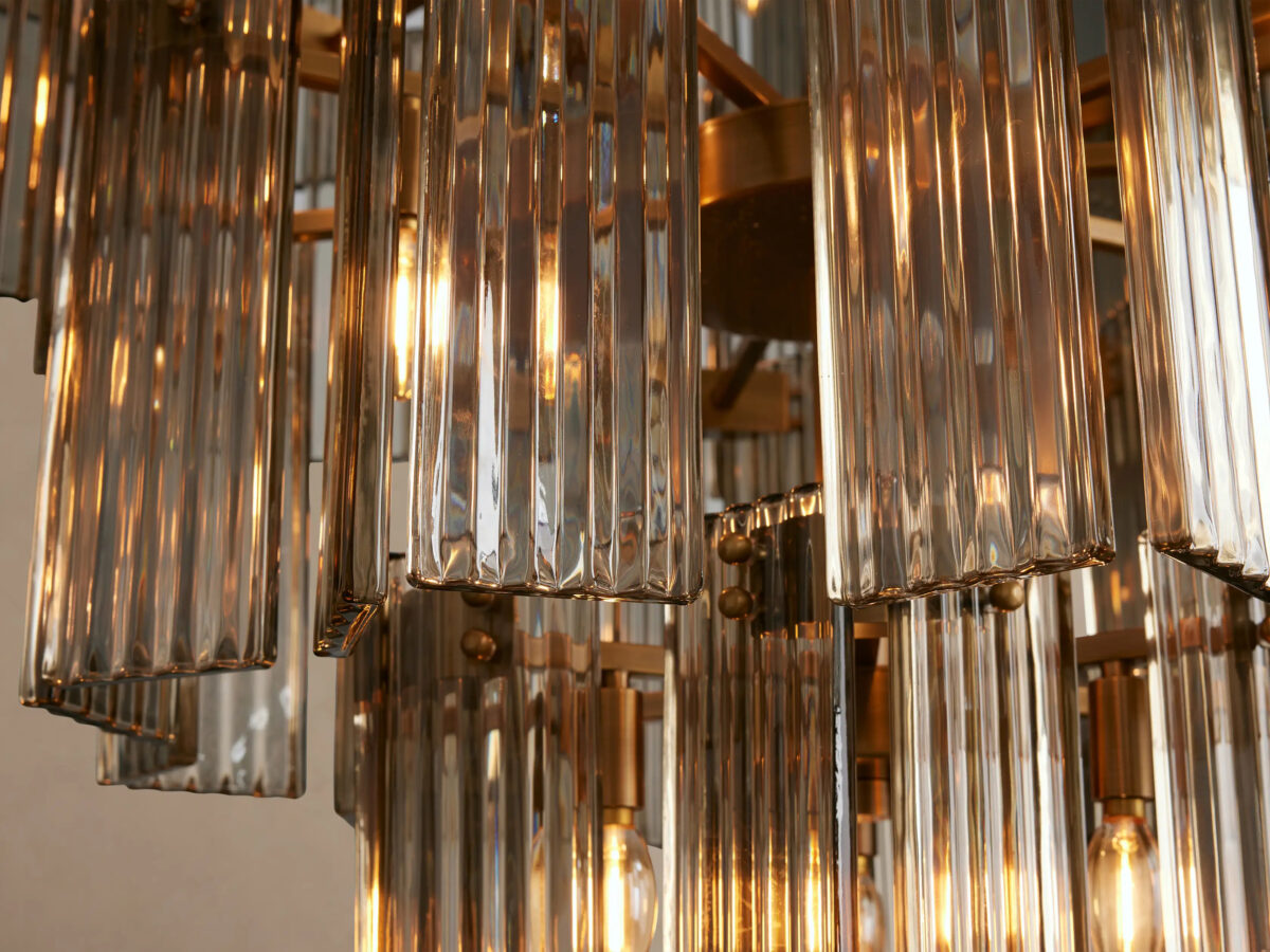 GV Delsie Glass Chandelier Smoke Brass 48 Inch - Image 3