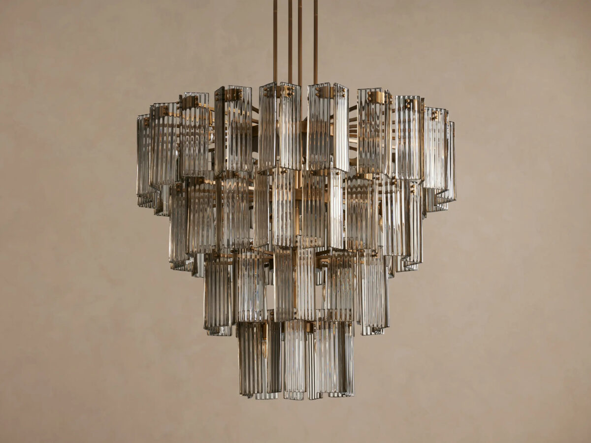 GV Delsie Glass Chandelier Smoke Brass 48 Inch - Image 2