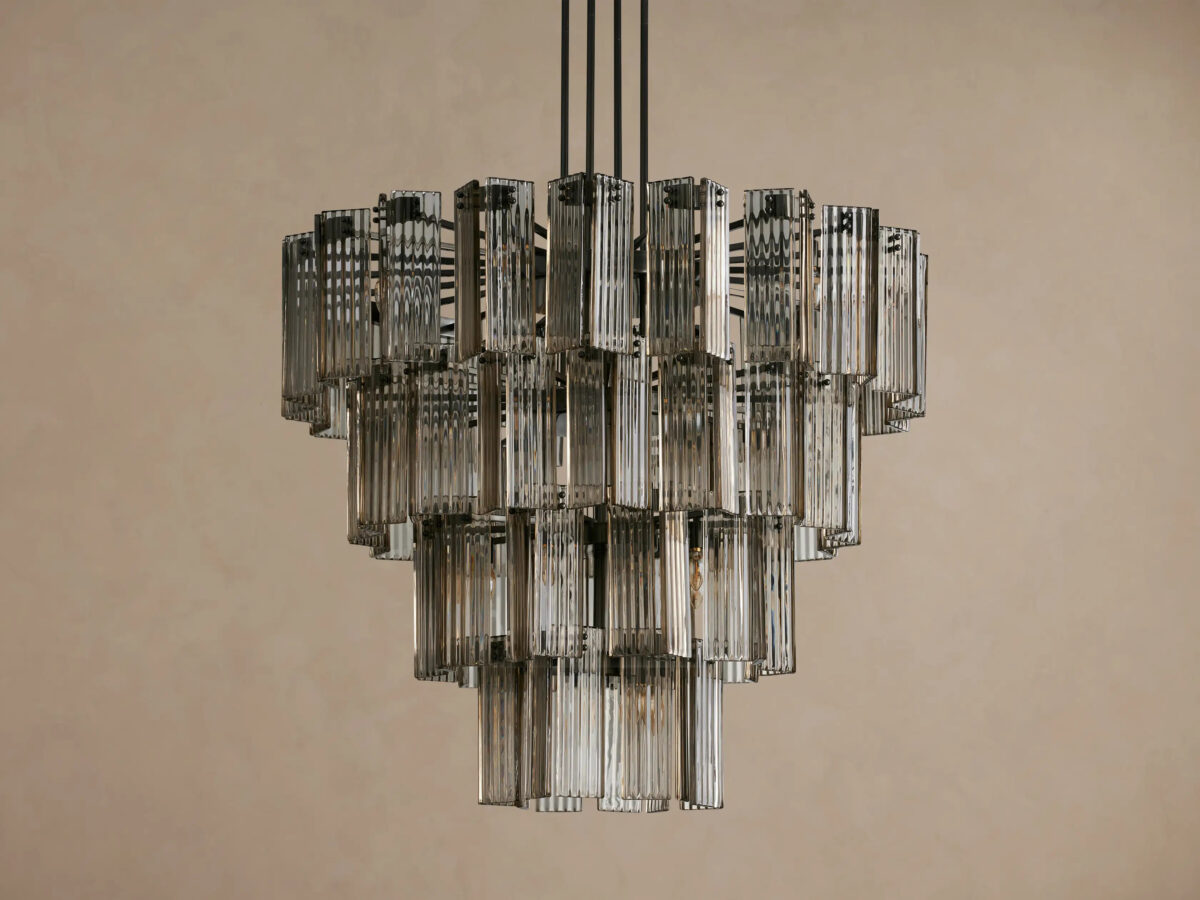 GV Delsie Glass Chandelier Smoke Brass 48 Inch - Image 10