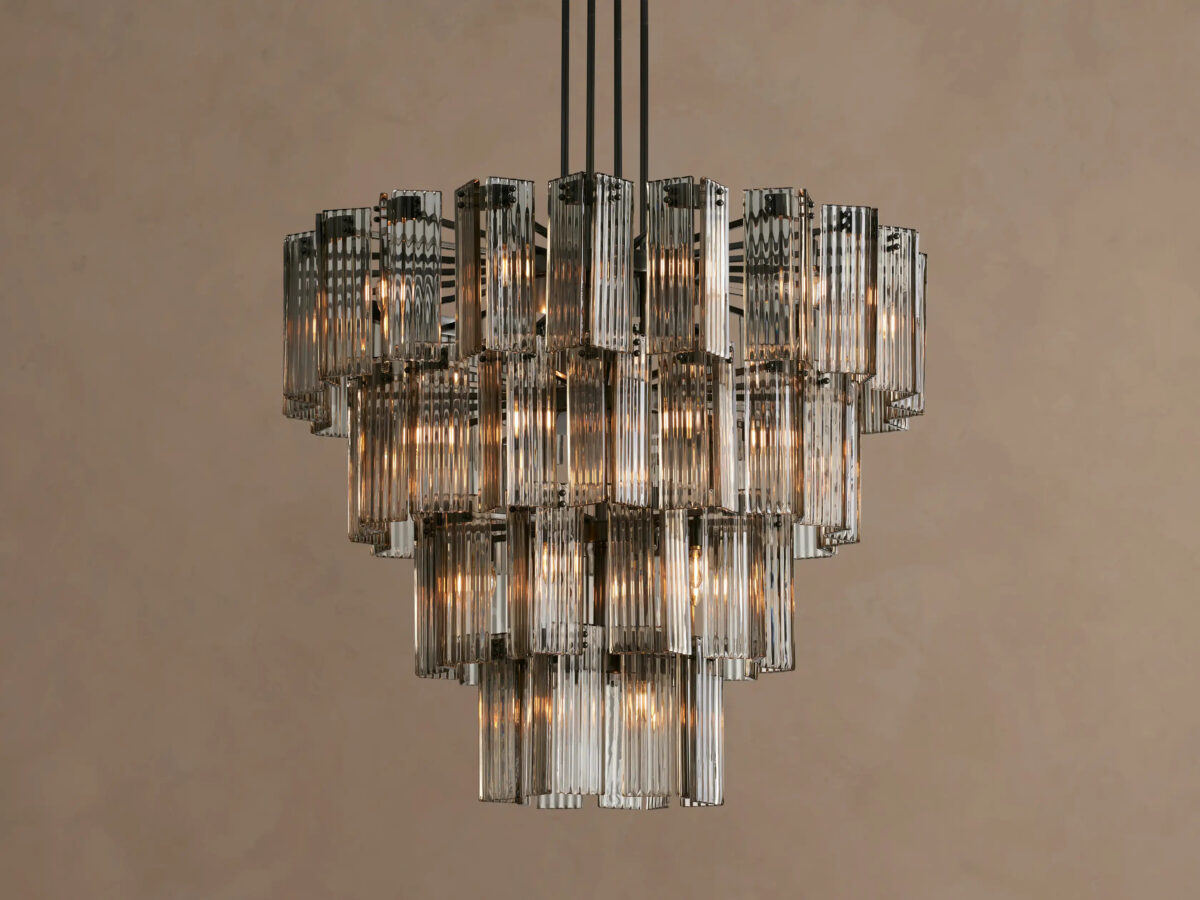 GV Delsie Glass Chandelier Smoke Brass 48 Inch - Image 9