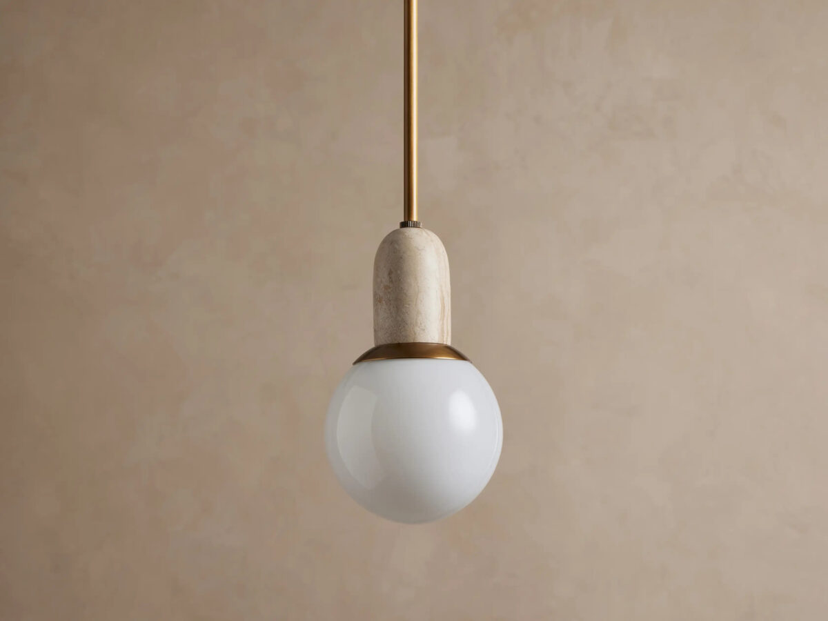 GV Marble Globe Pendant in Beige Coralle - Image 2