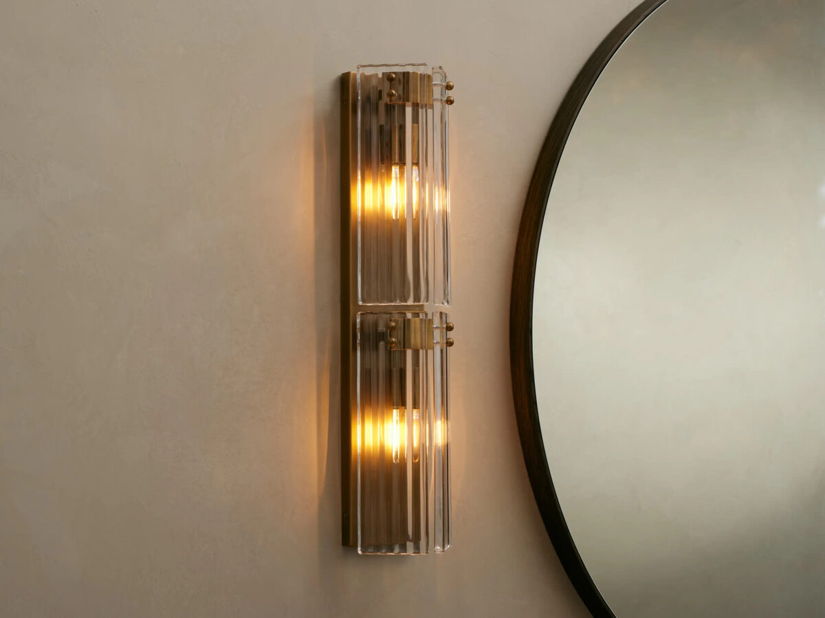 GV Reeded Glass Sconce Double Wall Light - Image 4