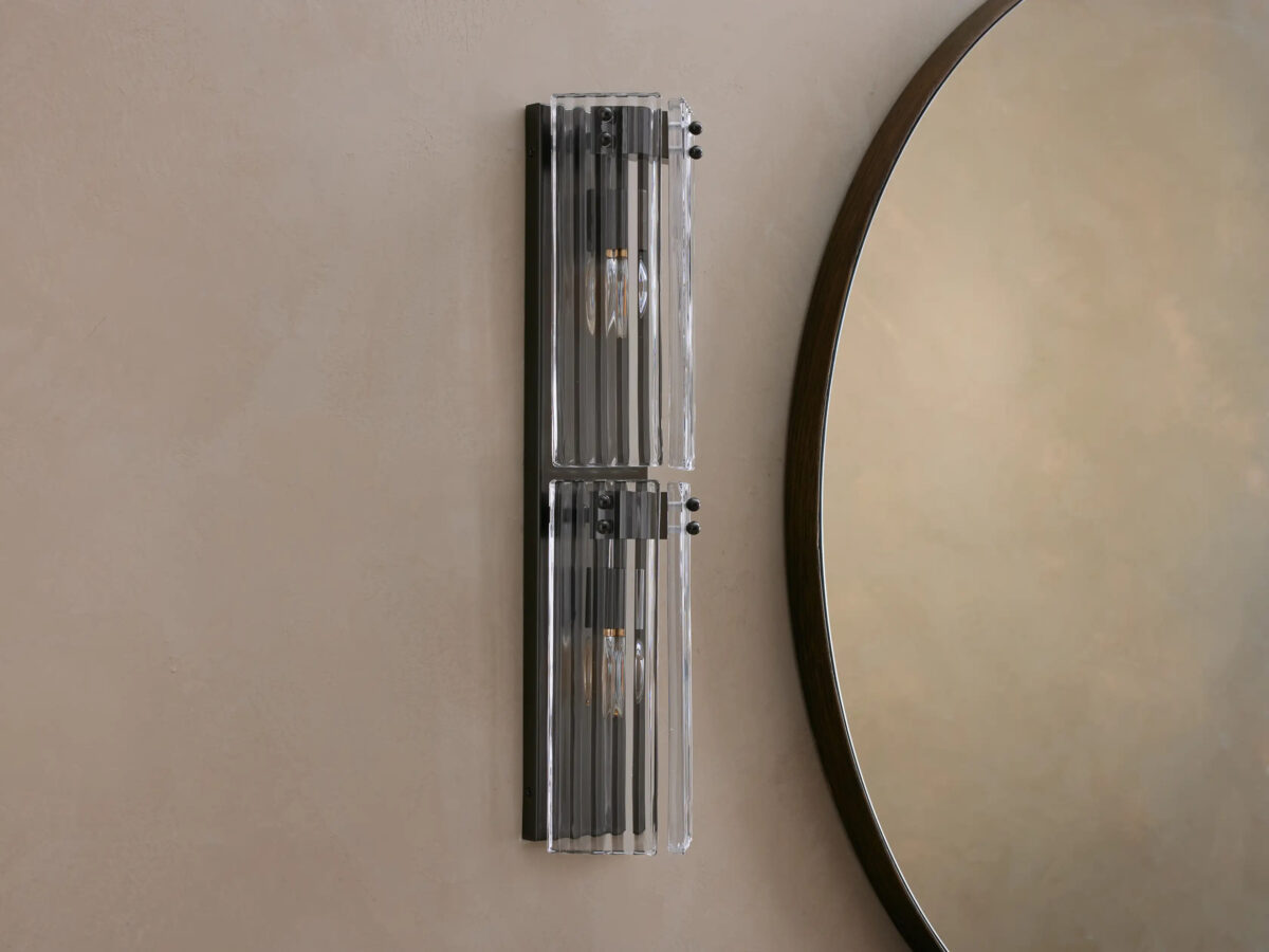 GV Reeded Glass Sconce Double Wall Light - Image 2