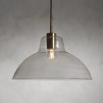 GV Bauer Glass Dome Pendant in Clear Glass and Brass Finish