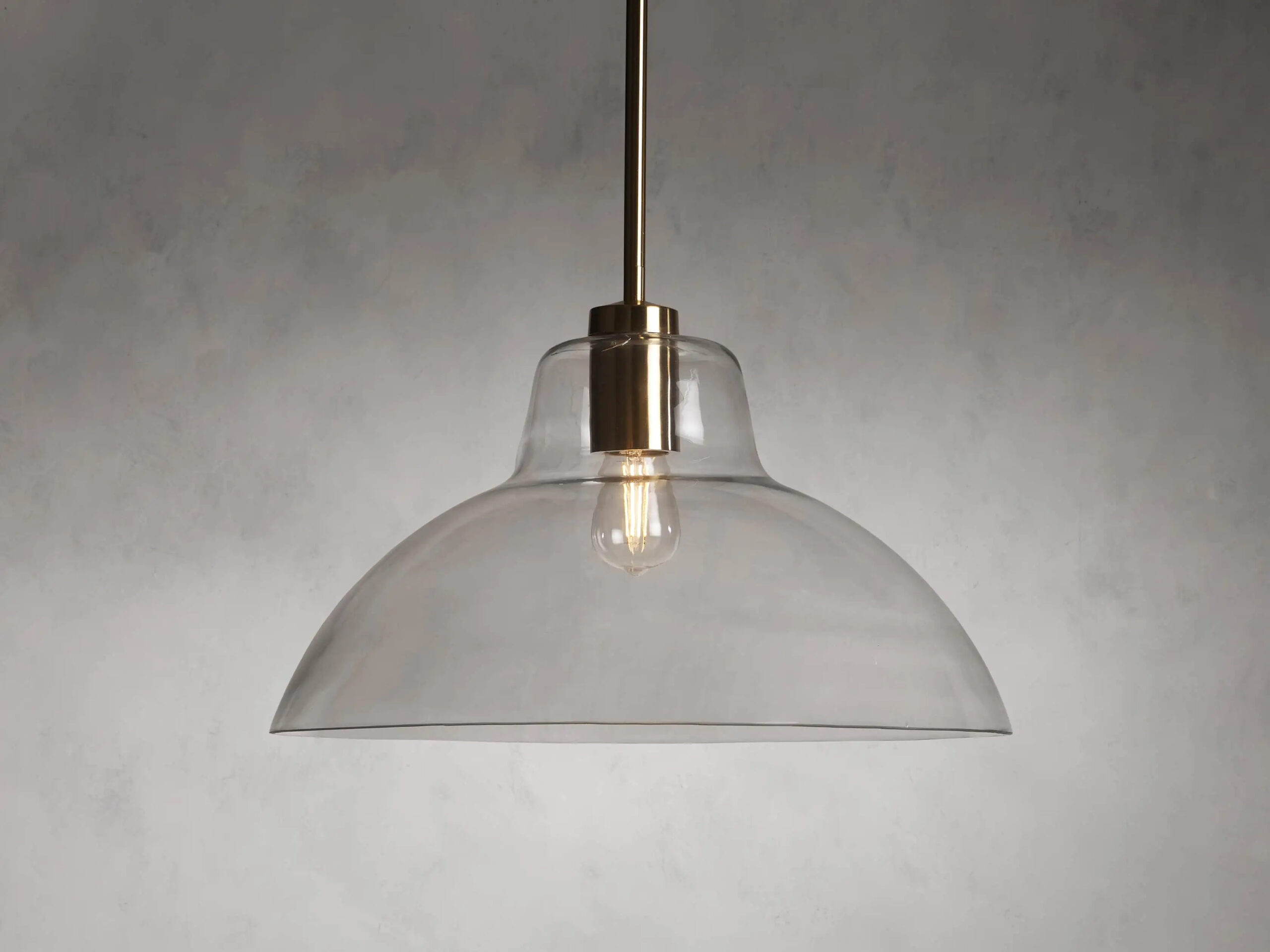 6610031H321_BW211201 GV Bauer Glass Dome Pendant in Clear Glass and Brass Finish - Image 1