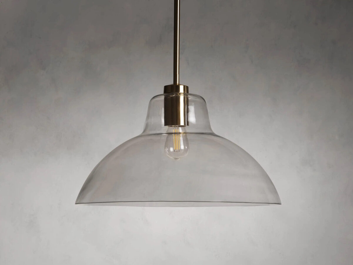 GV Bauer Glass Dome Pendant in Clear Glass and Brass Finish - Image 2