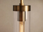 GV Brass Glass Pendant with Clear Fluted Shade - Image 3