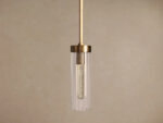 GV Brass Glass Pendant with Clear Fluted Shade - Image 2