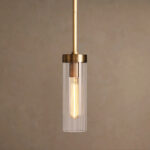 GV Brass Glass Pendant with Clear Fluted Shade