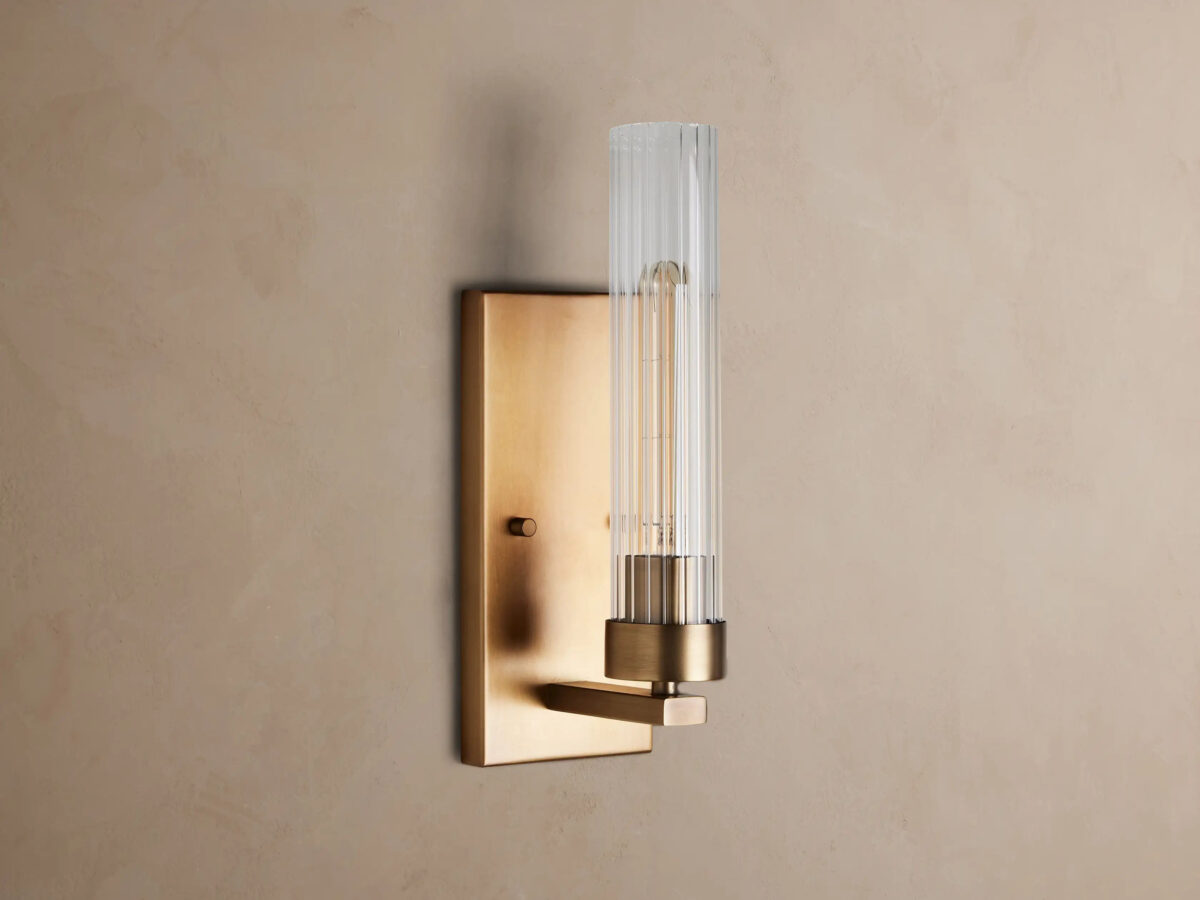 GV Brass Wall Sconce with Fluted Glass Shade - Image 2