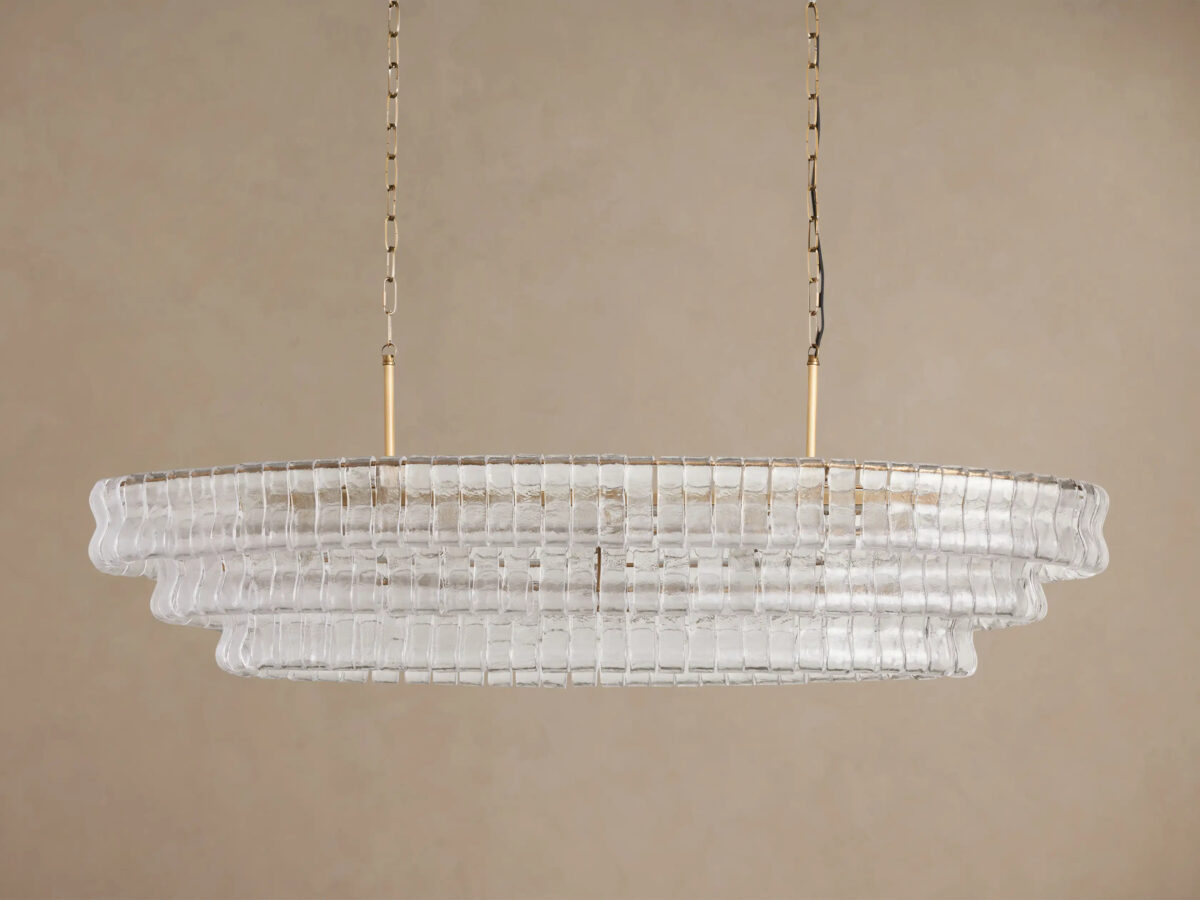 GV Glass Chandelier Ghiaccio Oval Green Bronze 54 Inch - Image 40
