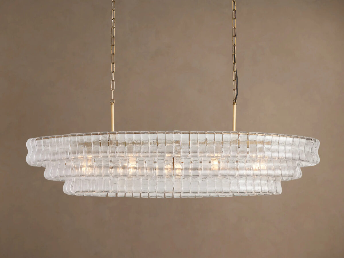 GV Glass Chandelier Ghiaccio Oval Green Bronze 54 Inch - Image 39