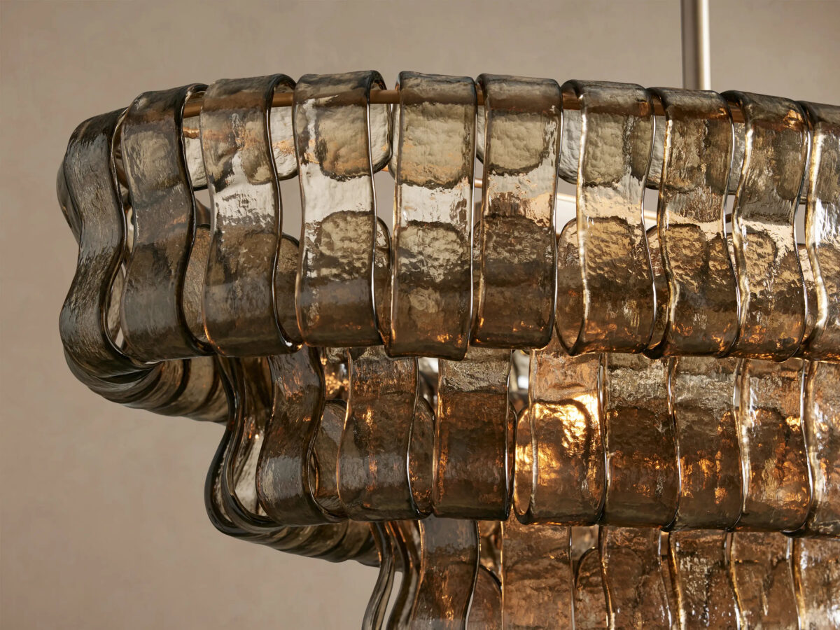 GV Glass Chandelier Ghiaccio Oval Green Bronze 54 Inch - Image 27