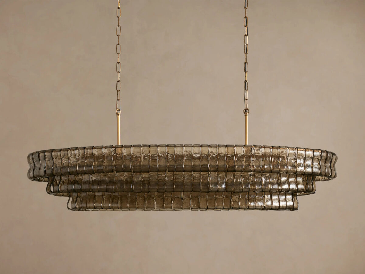 GV Glass Chandelier Ghiaccio Oval Green Bronze 54 Inch - Image 26