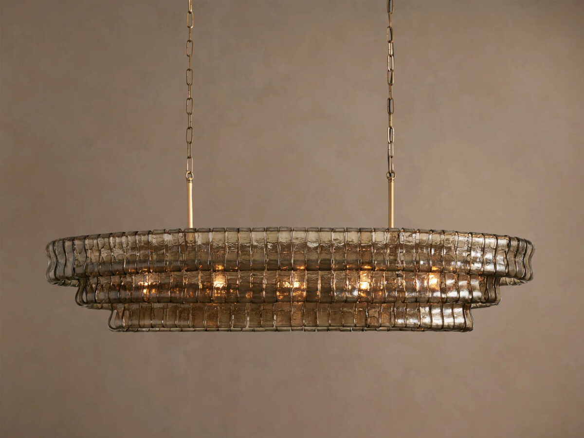 GV Glass Chandelier Ghiaccio Oval Green Bronze 54 Inch - Image 25