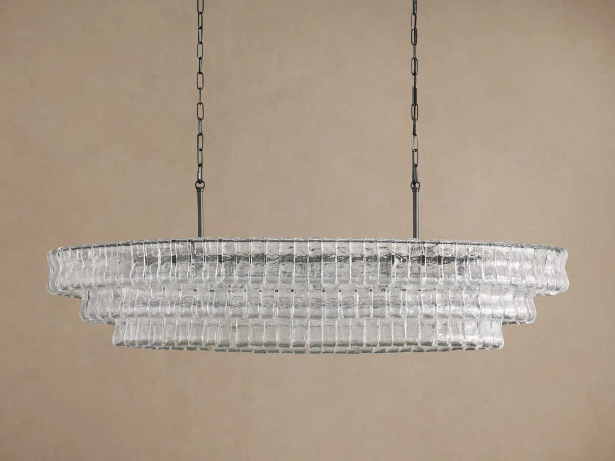 GV Glass Chandelier Ghiaccio Oval Green Bronze 54 Inch - Image 33
