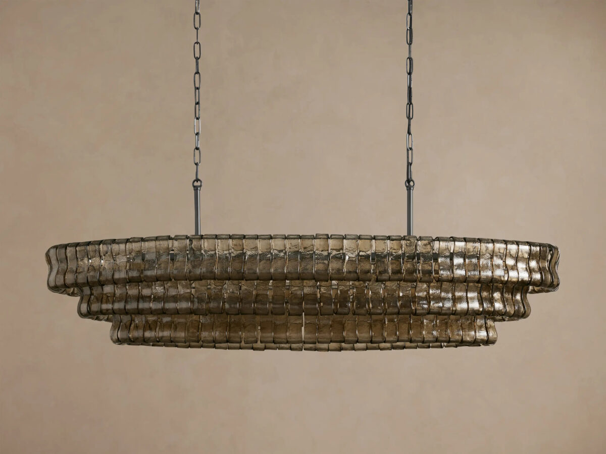 GV Glass Chandelier Ghiaccio Oval Green Bronze 54 Inch - Image 18