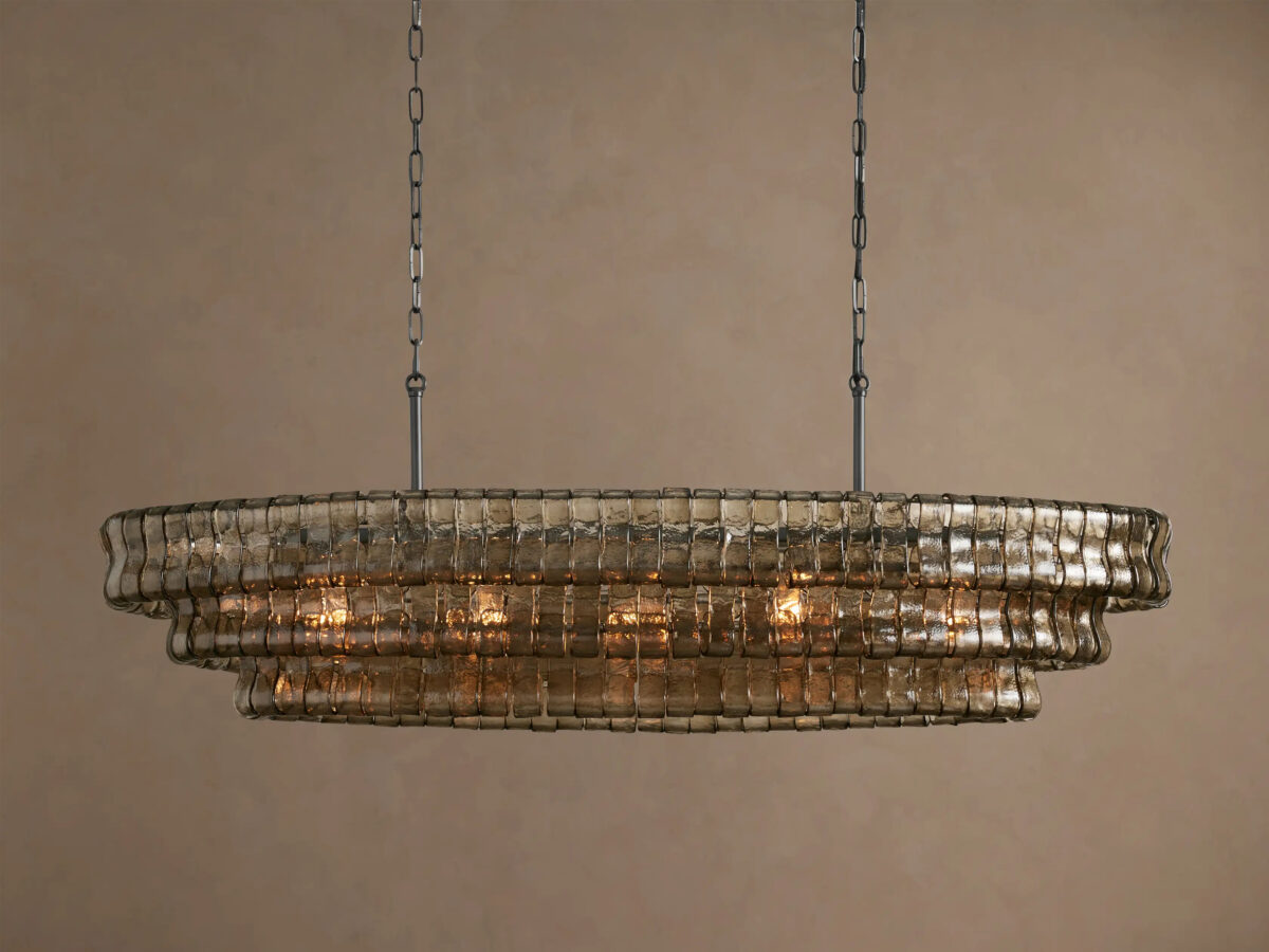 GV Glass Chandelier Ghiaccio Oval Green Bronze 54 Inch - Image 17