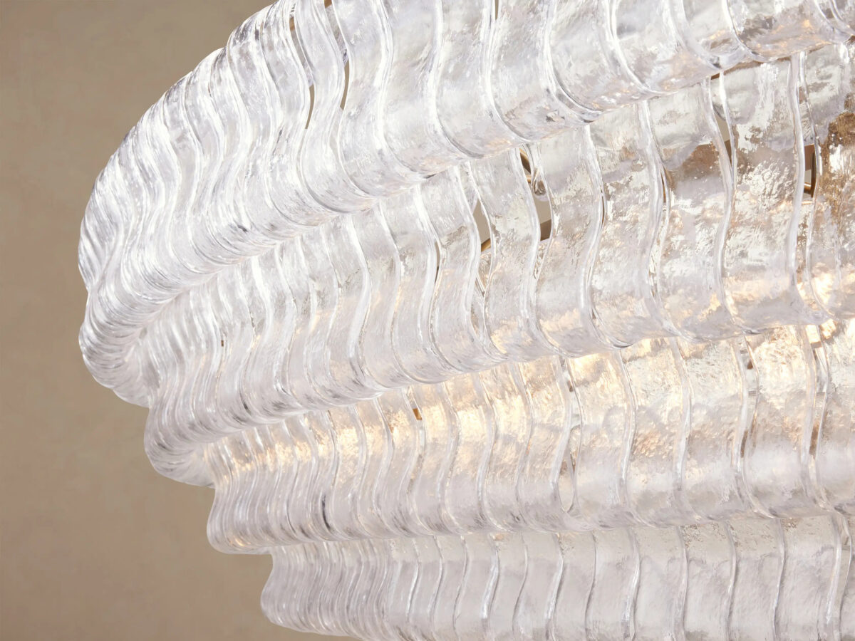 GV Glass Chandelier Ghiaccio Oval Green Bronze 54 Inch - Image 45