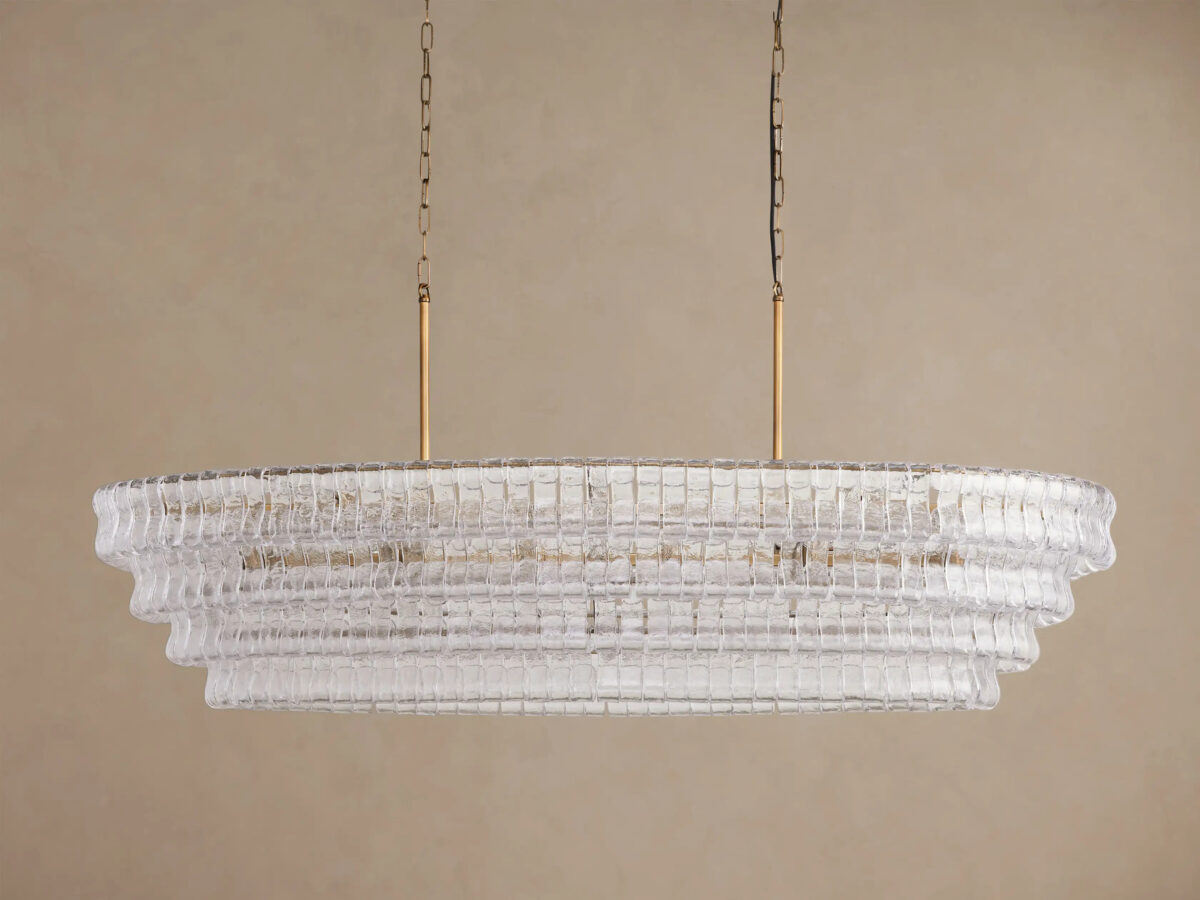 GV Glass Chandelier Ghiaccio Oval Green Bronze 54 Inch - Image 44