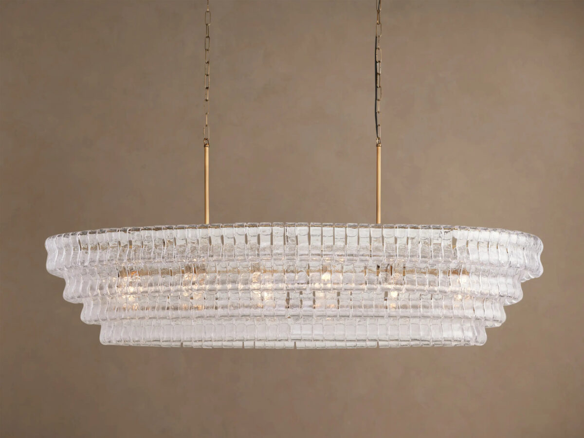 GV Glass Chandelier Ghiaccio Oval Green Bronze 54 Inch - Image 43