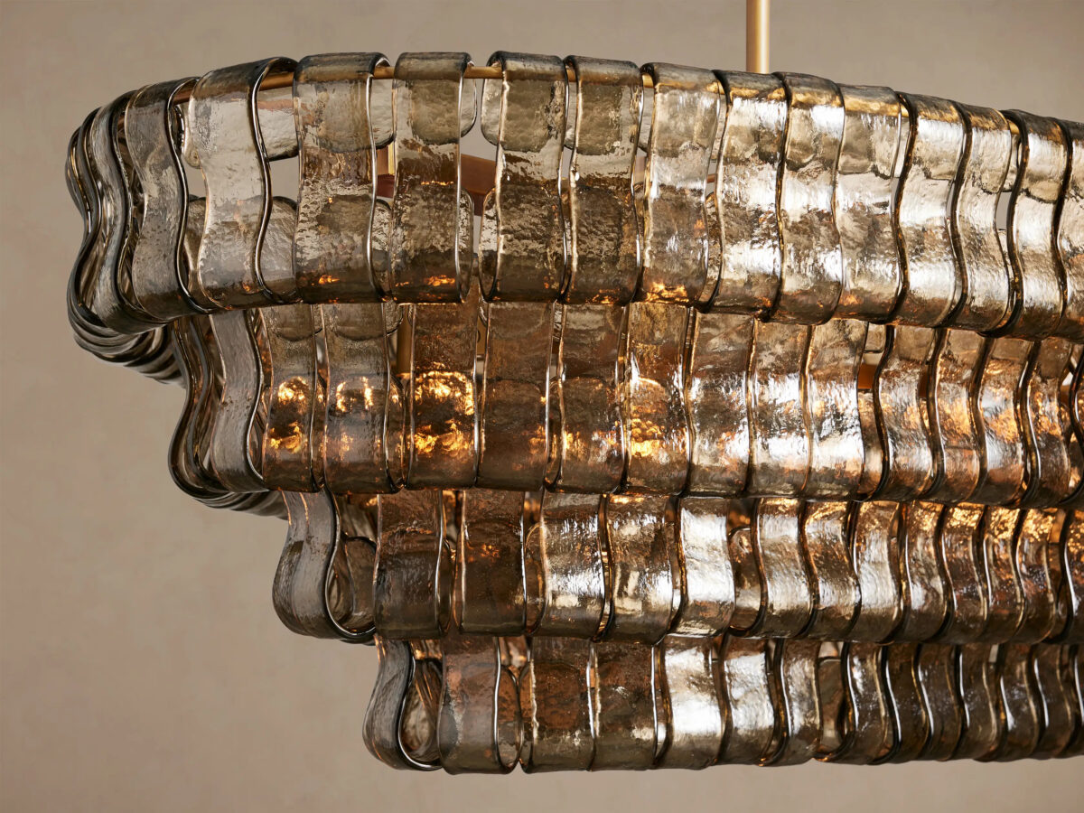 GV Glass Chandelier Ghiaccio Oval Green Bronze 54 Inch - Image 31