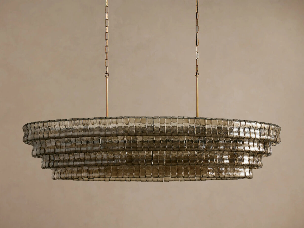 GV Glass Chandelier Ghiaccio Oval Green Bronze 54 Inch - Image 30