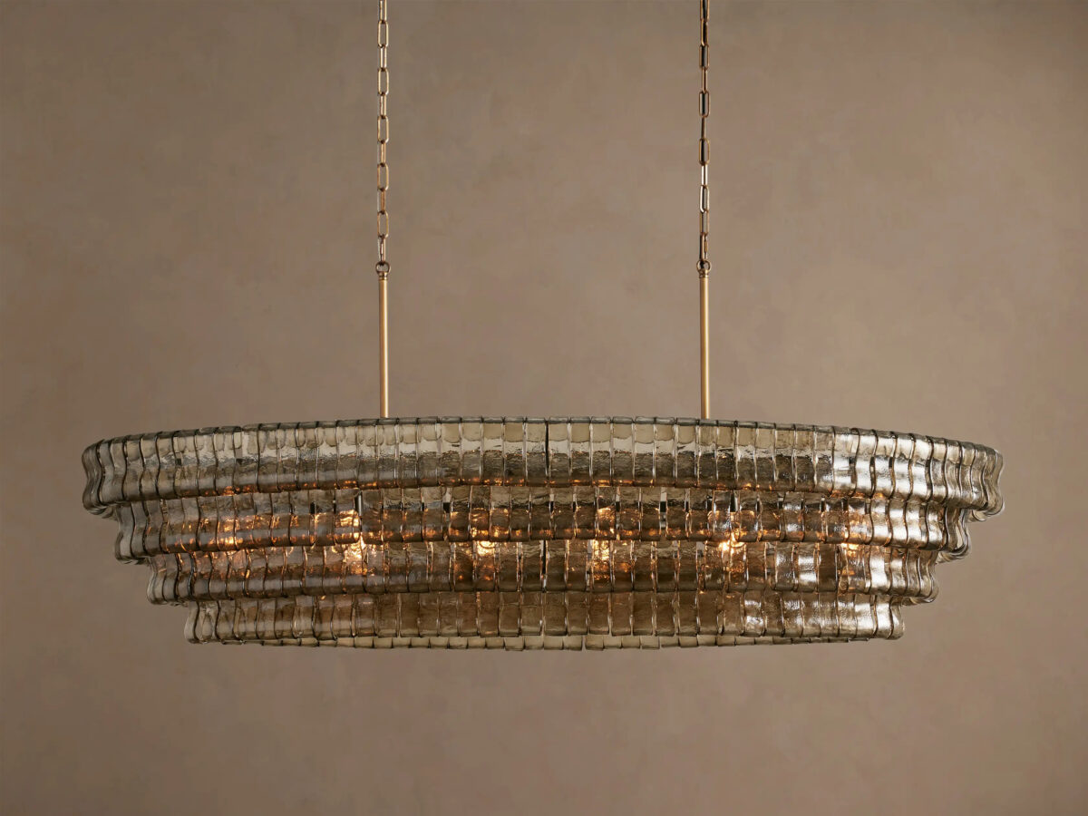 GV Glass Chandelier Ghiaccio Oval Green Bronze 54 Inch - Image 29